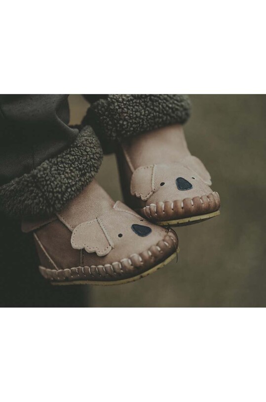 Donsje incaltaminte din piele pentru bebelusi Kapi Classic Booties Koala bej 1028007.