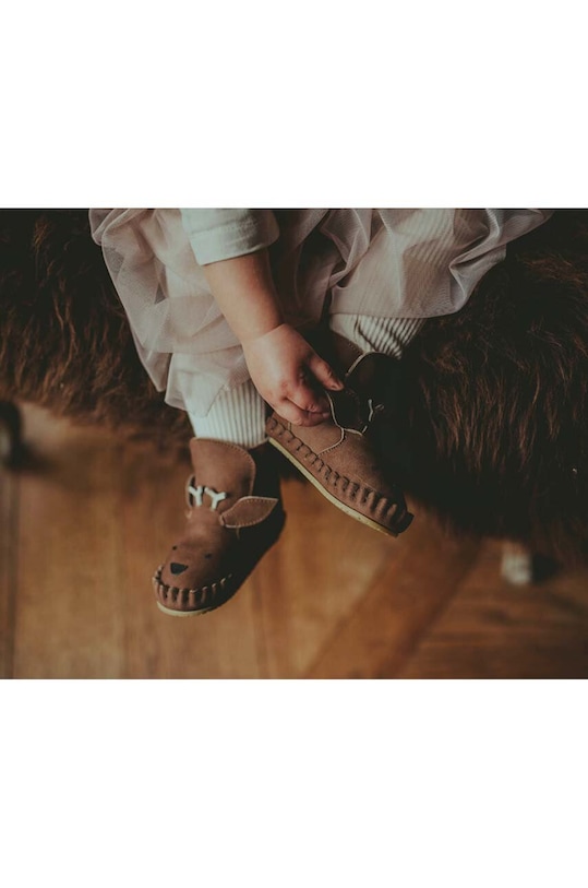 Кожаные кроссовки для младенцев Donsje Kapi Special Booties Stag 1028303. коричневый