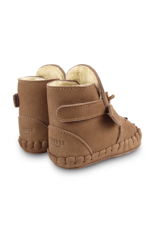 Мальчик Кожаные кроссовки для младенцев Donsje Kapi Special Booties Stag 1028303. коричневый