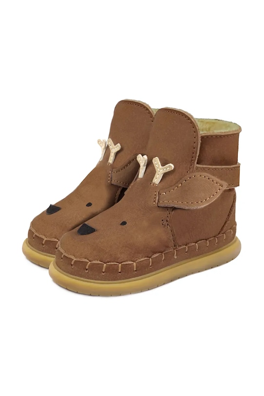 Chłopiec Donsje buty zimowe zamszowe dziecięce Dubu Special Shoes Stag 1500602. brązowy