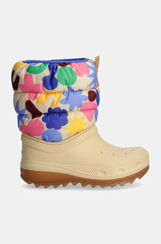 Дитячі чоботи Crocs CLASSIC NEO PUFF GEO SHAPES BOOT 210411.CLASSIC.NEO.PUFF бежевий AW24