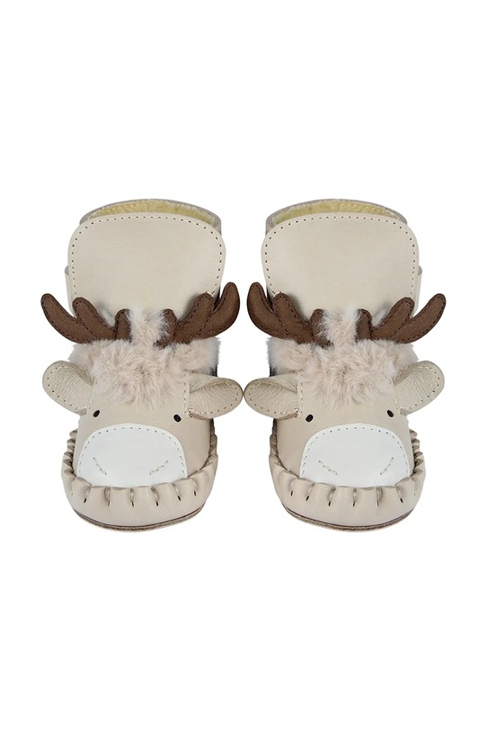 Donsje incaltaminte din piele pentru bebelusi Kapi Exclusive Booties Reindeer 1028119 bej AW24