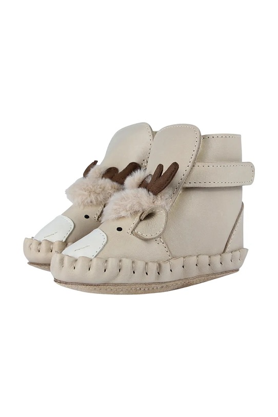 Băieți Donsje incaltaminte din piele pentru bebelusi Kapi Exclusive Booties Reindeer 1028119 bej