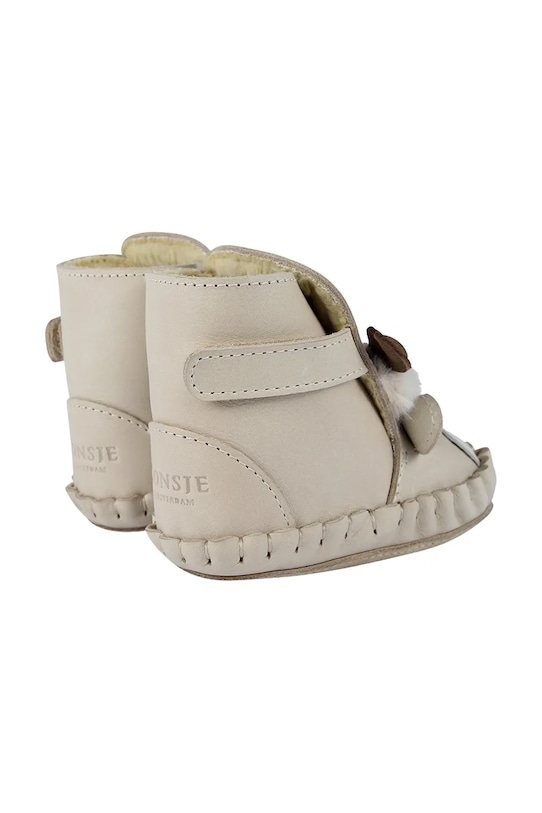 Donsje incaltaminte din piele pentru bebelusi Kapi Exclusive Booties Reindeer bej 1028119