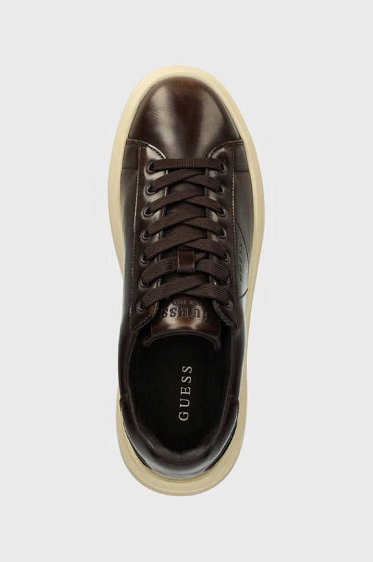 Guess sneakersy skórzane ELBA BRUSHED brązowy FMTEBR.LEA12.BROBE
