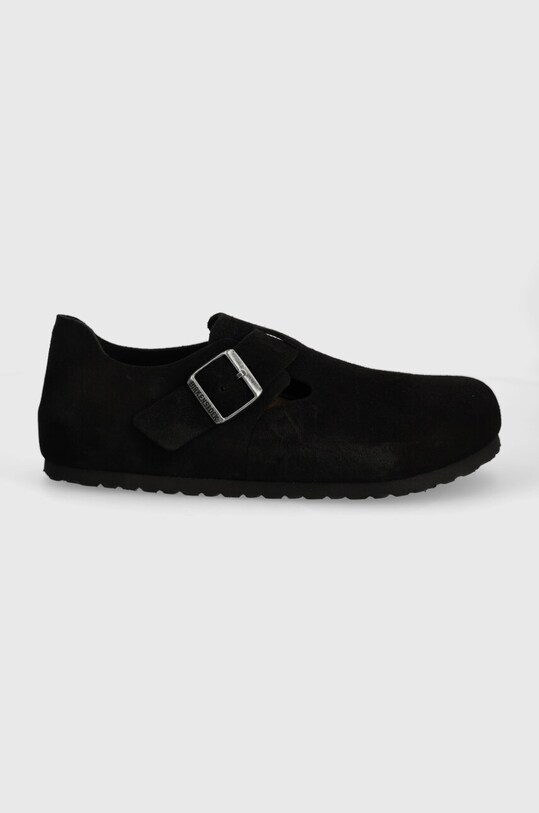 Birkenstock pantofi de piele intoarsa London 1028103 negru AW24