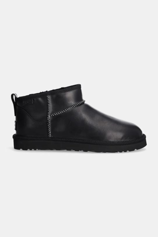 UGG stivali da neve in pelle Classic Ultra Mini Lthr Regen 1158191.BLK nero AW24