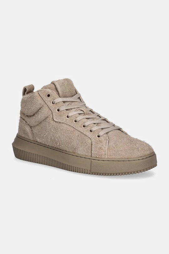 Calvin Klein Jeans sneakers din piele intoarsă CHUNKY CUPSOLE HIGH SUEDE Planet friendly bej YM0YM01128