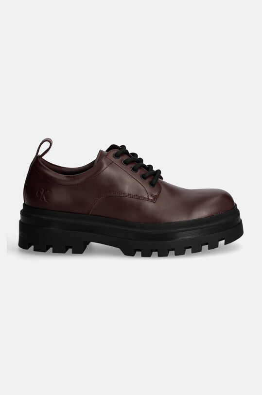 Calvin Klein Jeans bőr félcipő LUGGED DERBY SHOE LTH YM0YM01085 burgundia AW24