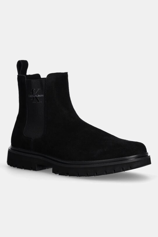 Kožené kotníkové boty Calvin Klein Jeans EVA BOOT MID CHELSEA ICONIC DR casual černá YM0YM01080