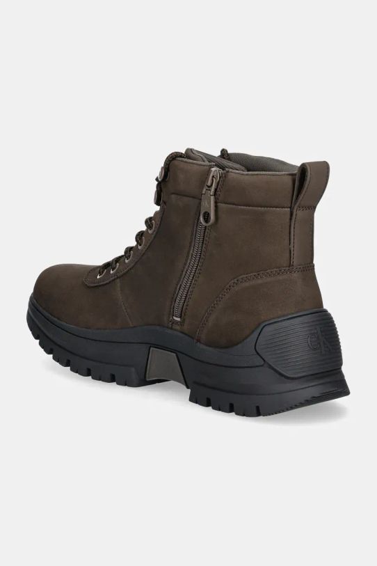 Încălțăminte Calvin Klein Jeans bocanci de piele HYBRID WP BOOT LACEUP REBELLIOUS YM0YM01077 maro