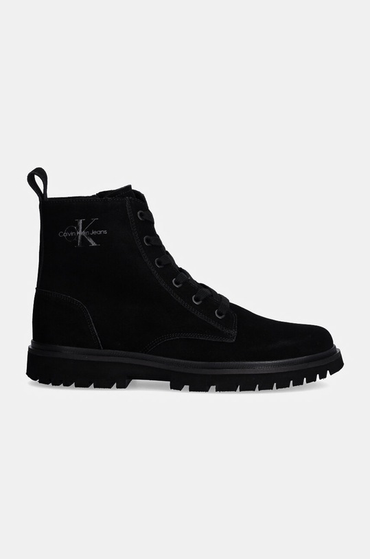 Шкіряні черевики Calvin Klein Jeans EVA BOOT MID LACEUP ICONIC DRESS YM0YM01070 чорний NC24
