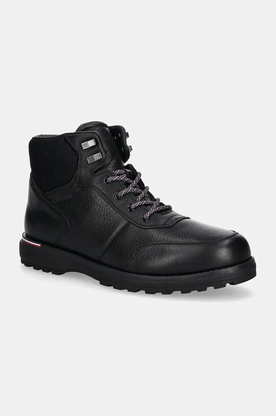 Шкіряні черевики Tommy Hilfiger CORPORATE WARM OUTDOOR LTH BOOT лицьова шкіра чорний FM0FM05148