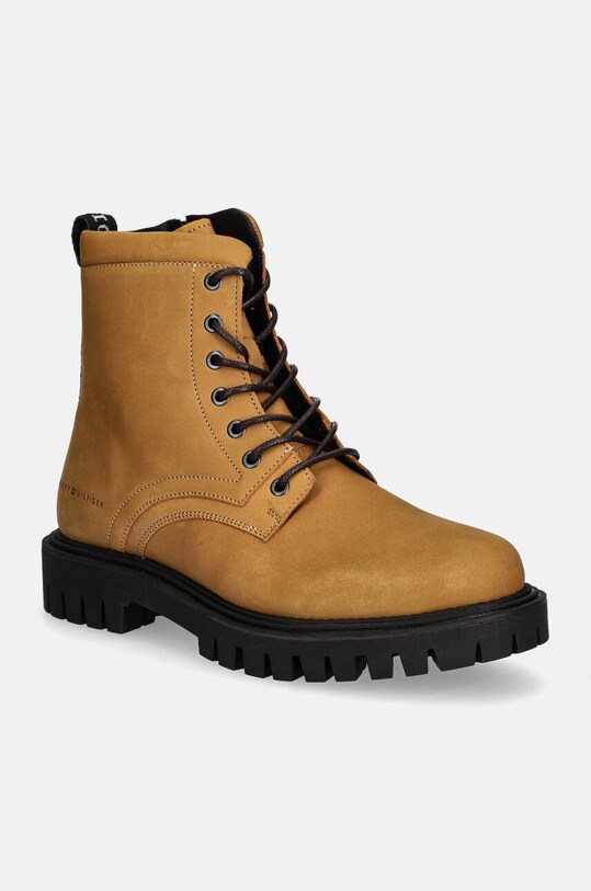 Tommy Hilfiger buty skórzane CASUAL HILFIGER CHUNK Z NBK BOOT nieocieplane brązowy FM0FM05149