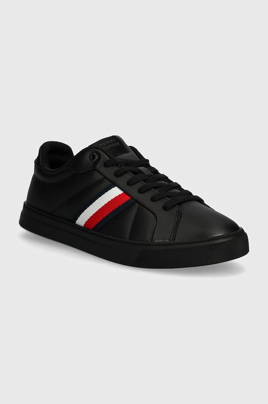 Tenisky Tommy Hilfiger ICON COURT LTH STRIPES usňová koža čierna FM0FM05163