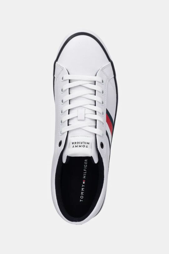 Tommy Hilfiger sneakers din piele TH HI VULC CORE CLEAT STRIPES alb FM0FM05199