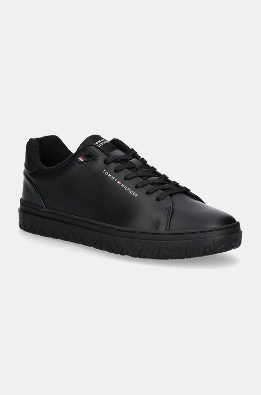 Δερμάτινα αθλητικά παπούτσια Tommy Hilfiger COURT THICK CUPSOLE LEATHER μικρό μαύρο FM0FM05208