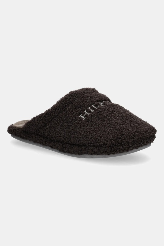 Kućne papuče Tommy Hilfiger HILFIGER WARM CURLY HOUSE SHOE smeđa FM0FM05226