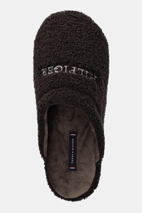 Kućne papuče Tommy Hilfiger HILFIGER WARM CURLY HOUSE SHOE smeđa FM0FM05226