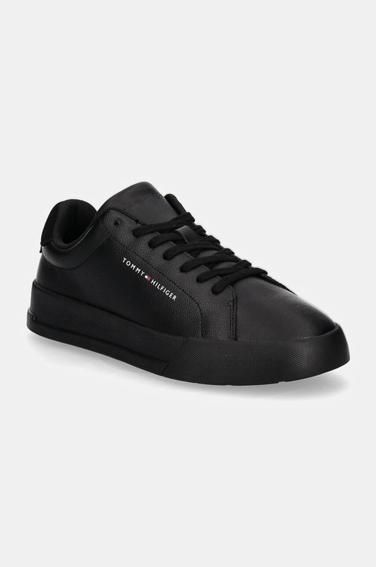Tommy Hilfiger sneakersy skórzane TH COURT LEATHER GRAIN ESS niska czarny FM0FM05297