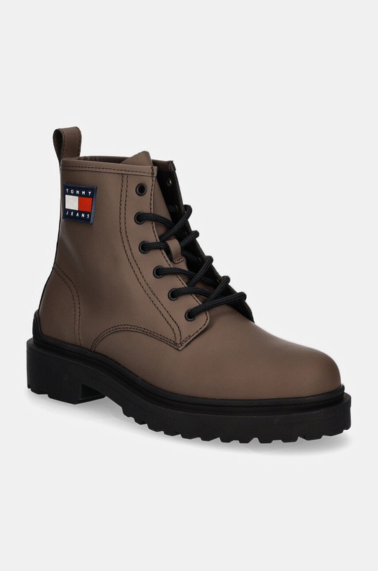 Tommy Jeans buty skórzane TJM LEATHER LACE UP BOOT skóra licowa brązowy EM0EM01447