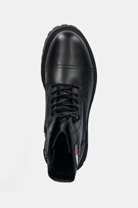 Tommy Jeans buty skórzane TJM LACE UP MID BOOT SMOOTH czarny EM0EM01471