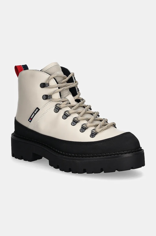 Topánky Tommy Jeans TJM HIKING BOOT WL usňová koža béžová EM0EM01491