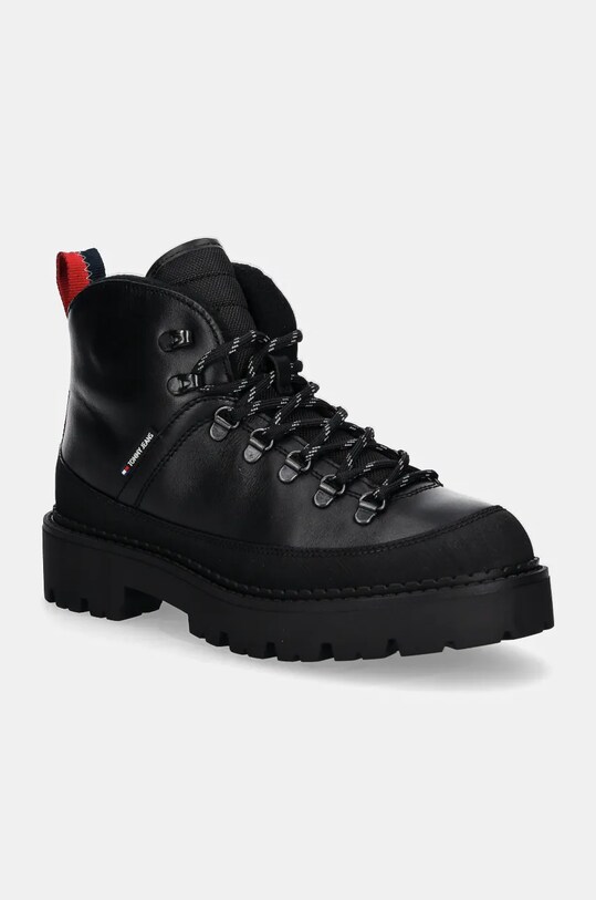 Обувки Tommy Jeans TJM HIKING BOOT WL гладка кожа черен EM0EM01491