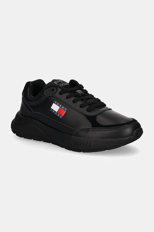 Tommy Jeans sneakersy skórzane TJM RUNNER FULL LEATHER ESS niska czarny EM0EM01445