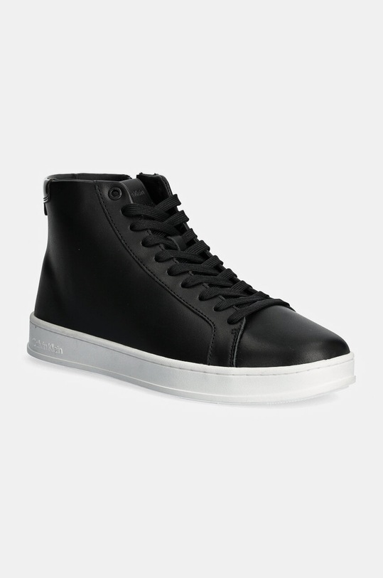 Kožené tenisky Calvin Klein HIGH TOP LACE UP vysoký čierna HM0HM01547