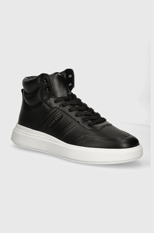 Tenisky Calvin Klein HIGH TOP LACE UP HF usňová koža čierna HM0HM01552