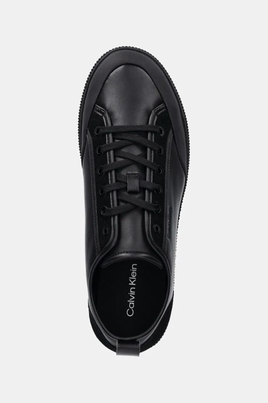 Kožené tenisky Calvin Klein LOW TOP LACE UP čierna HM0HM01585