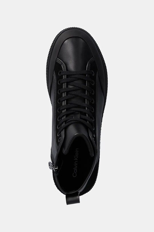 Kožené tenisky Calvin Klein HIGH TOP LACE UP čierna HM0HM01586