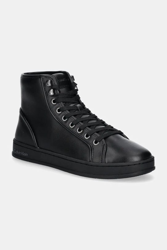 Calvin Klein sneakersy skórzane HIGH TOP LACE UP PIPING wysoka czarny HM0HM01589