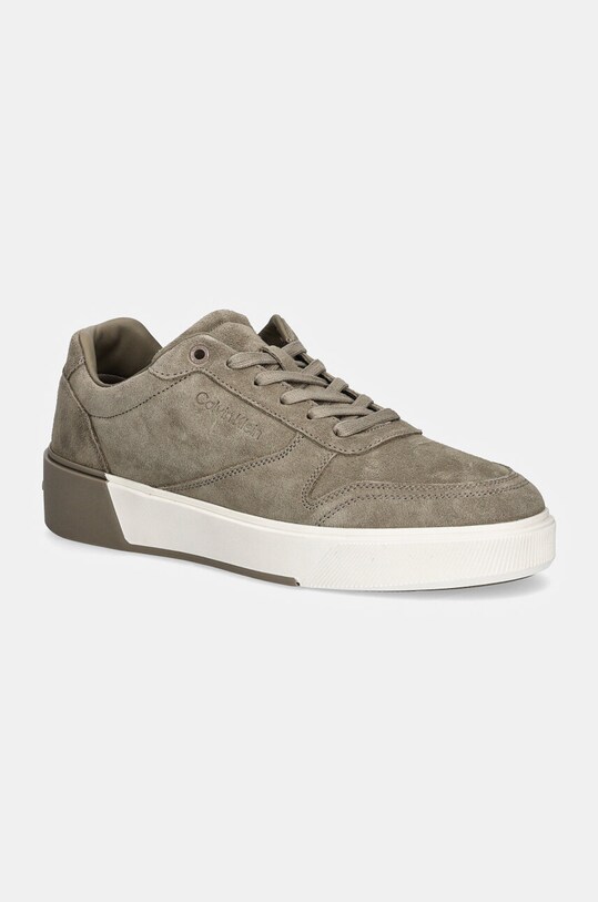 Замшеві кросівки Calvin Klein LOW TOP LACE UP BSKT SUE Planet friendly зелений HM0HM01591