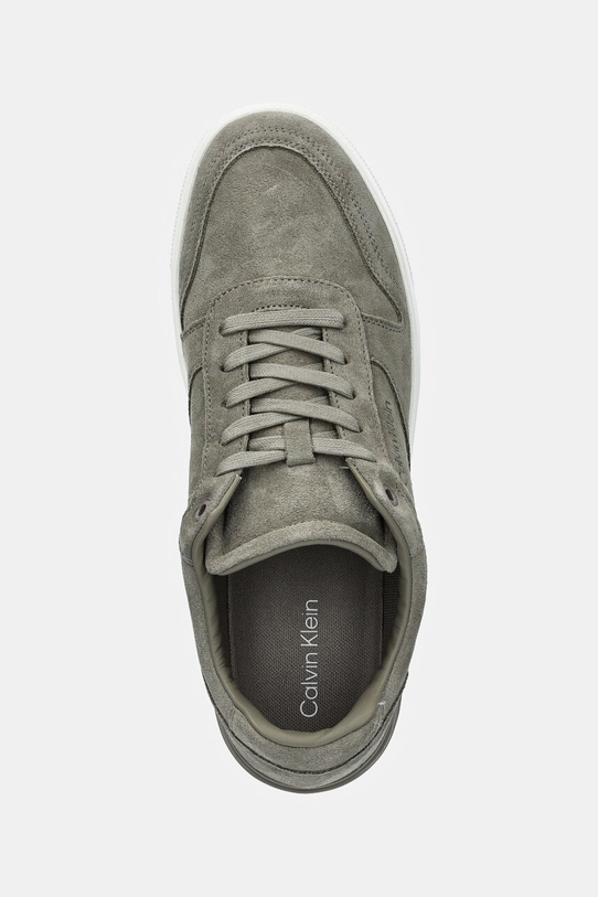 Semišové tenisky Calvin Klein LOW TOP LACE UP BSKT SUE zelená HM0HM01591