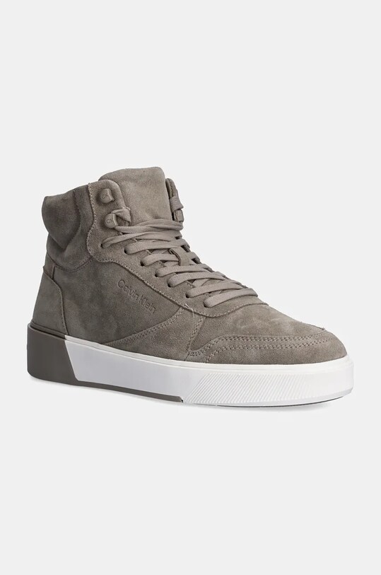 Calvin Klein velúr sportcipő HIGH TOP LACE UP BSKT SUE magas szürke HM0HM01592