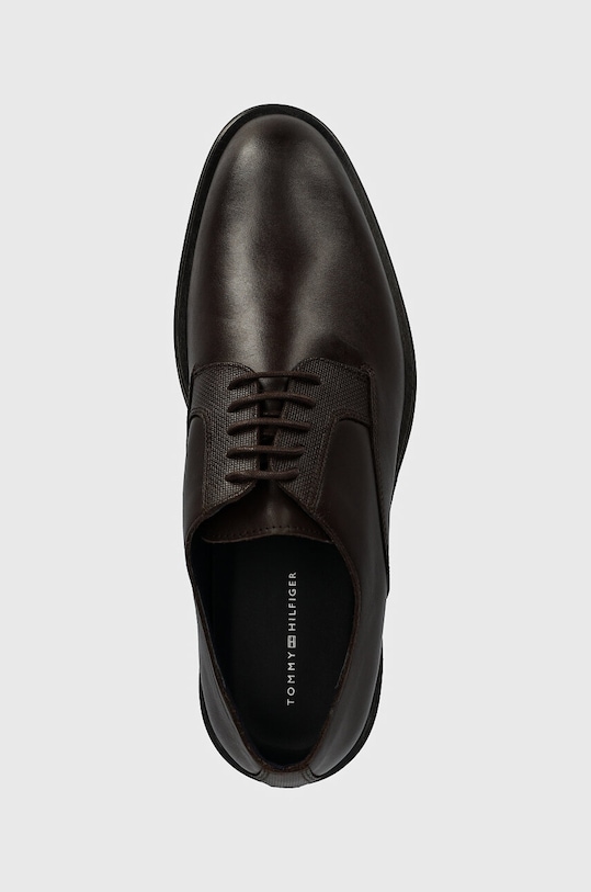 Kožne cipele Tommy Hilfiger CORE RWB HILFIGER TEXT LTH SHOE smeđa FM0FM05255