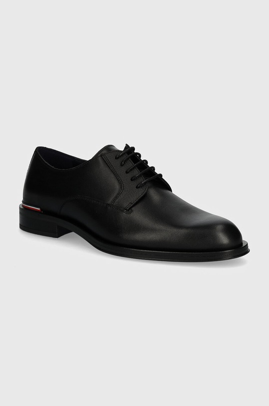 Kožne cipele Tommy Hilfiger CORE RWB HILFIGER TEXT LTH SHOE večernje crna FM0FM05255