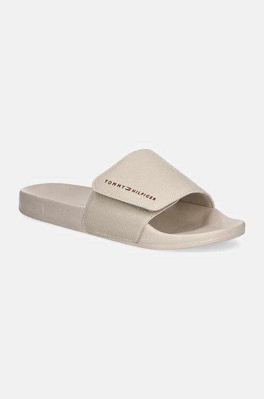 Шльопанці Tommy Hilfiger STRAPPY HILFIGER POOL SLIDE імітація лицьової шкіри бежевий FM0FM05095
