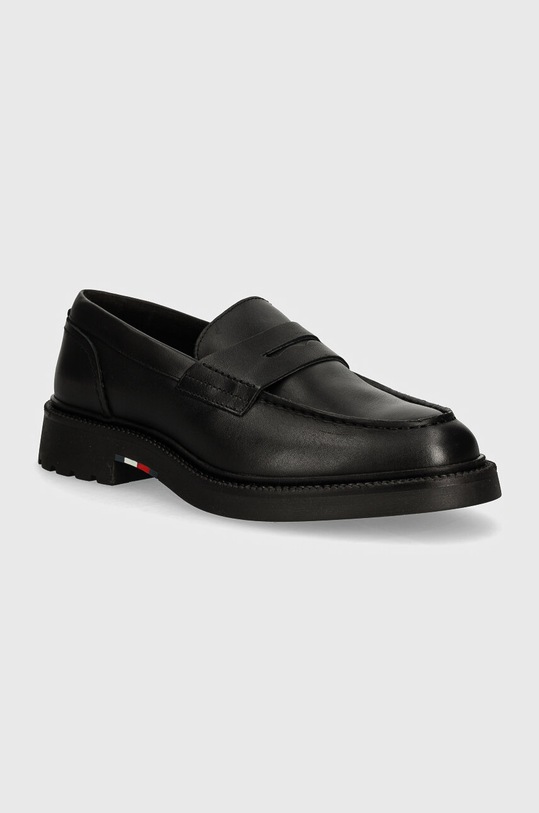 Kožne mokasinke Tommy Hilfiger LIGHT HILFIGER LEATHER LOAFER zrnata koža crna FM0FM05089