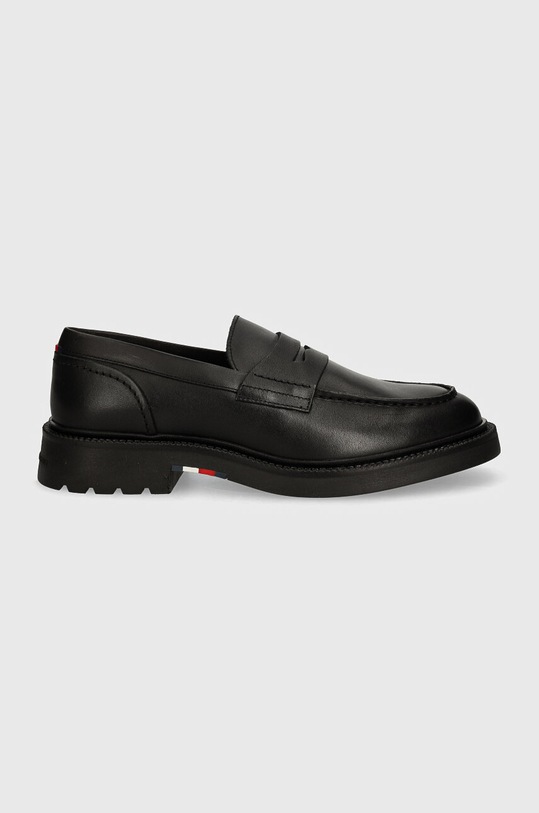 Kožne mokasinke Tommy Hilfiger LIGHT HILFIGER LEATHER LOAFER FM0FM05089 crna AW24