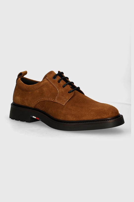 Semišové poltopánky Tommy Hilfiger LIGHT HILFIGER LWT SUEDE SHOE casual hnedá FM0FM05088