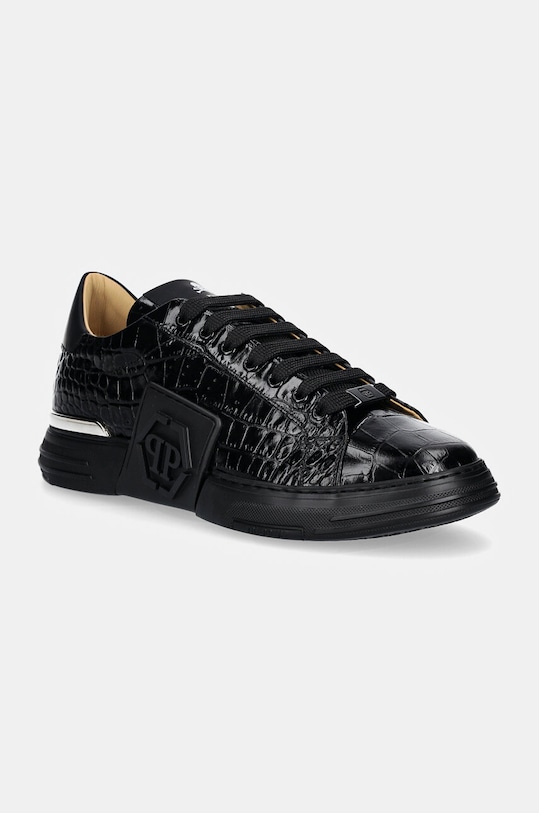 Philipp Plein sneakers din piele Crocco Lo-Top Hexagon mic de statură negru USC0653.PTE003N.0202