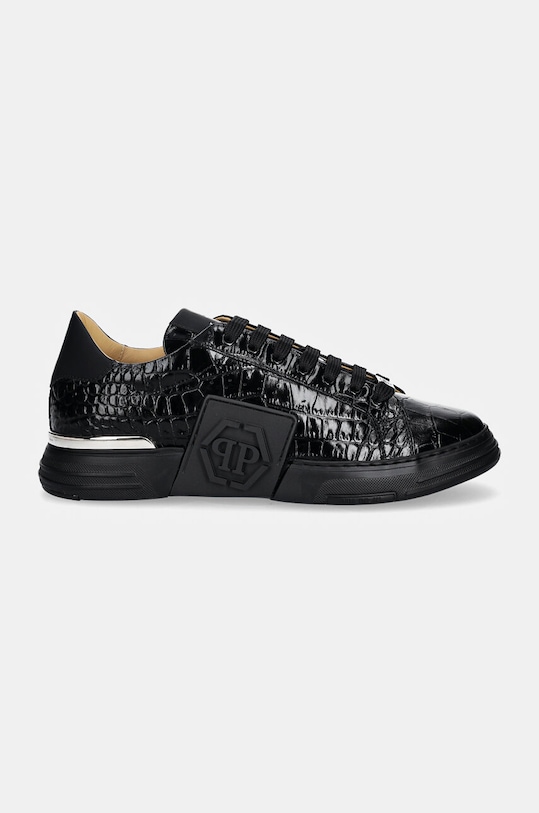 Philipp Plein sneakers din piele Crocco Lo-Top Hexagon USC0653.PTE003N.0202 negru AW24