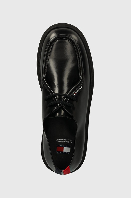Kožené polobotky Tommy Jeans TJM SMART DERBY SHOE černá EM0EM01418
