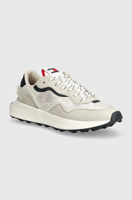 Tommy Jeans sneakers TJM RUNNER MIX MATERIAL finto camoscio grigio EM0EM01437