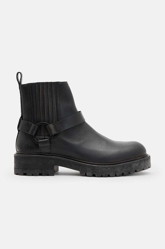 Шкіряні черевики AllSaints Hank Biker Boot лицьова шкіра чорний M017FB