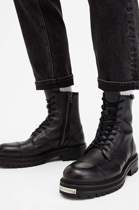 Kožené boty AllSaints Hank Boot M004FB černá