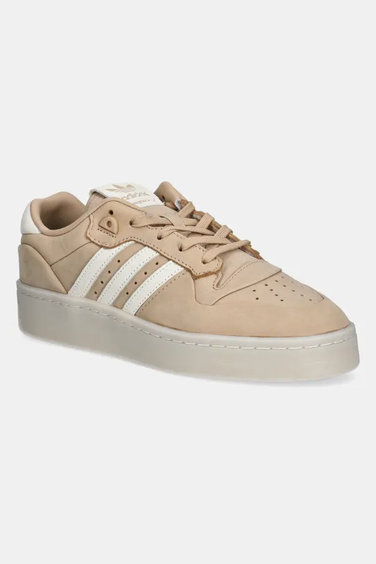Kožne tenisice adidas Originals Rivalry Lux Low zrnata koža bež IH0255